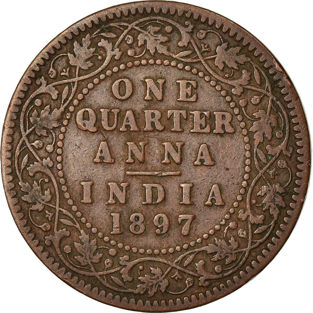 Münze, INDIA-BRITISH, Victoria, 1/4 Anna, 1897, S+, Kupfer, KM:486