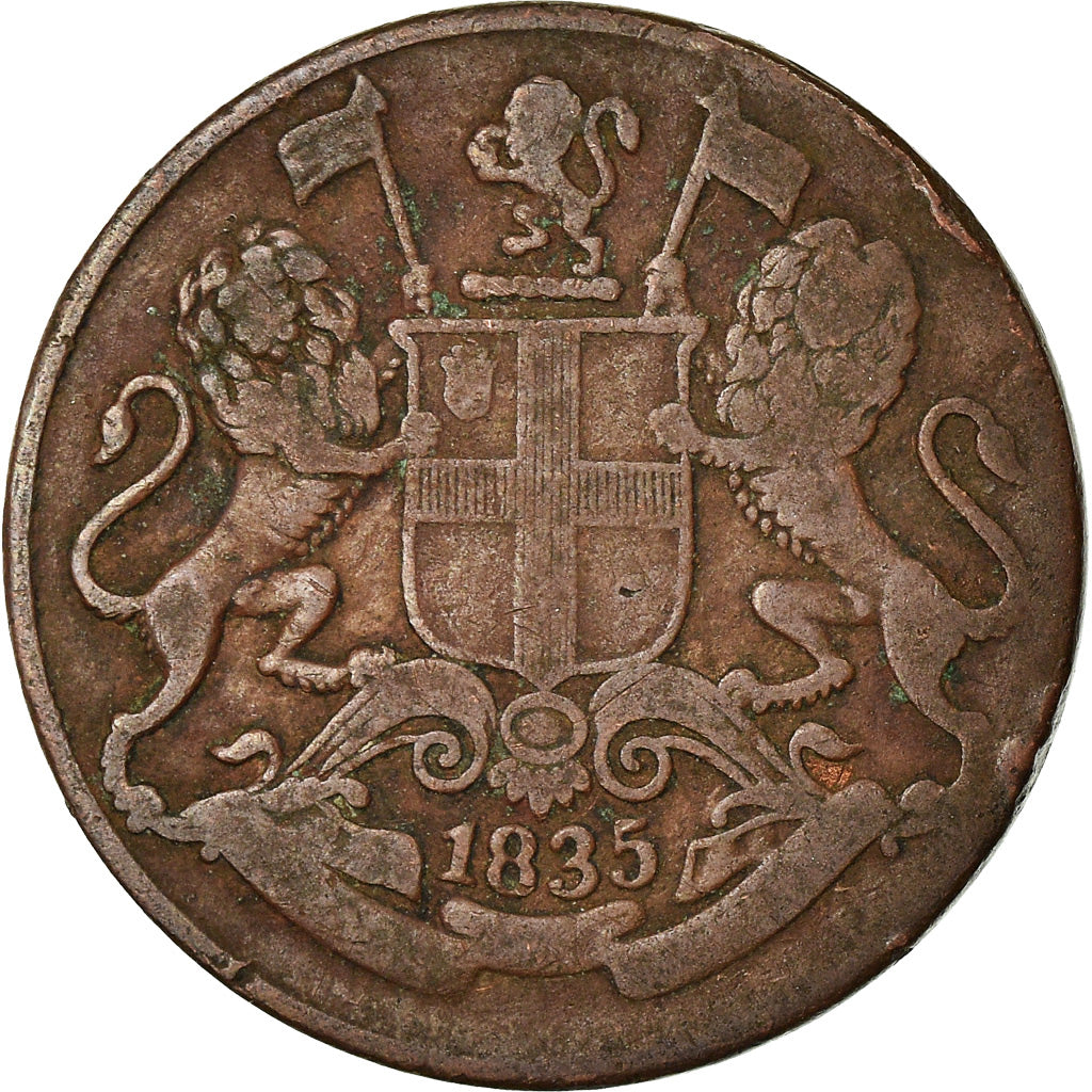 Coin, INDIA-BRITISH, 1/4 Anna, 1835, VF(20-25), Copper, KM:446.1