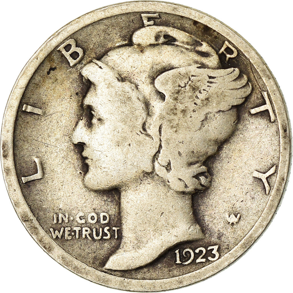 Moneda, Estados Unidos, Mercury Dime, Dime, 1923, U.S. Mint, Philadelphia, BC+