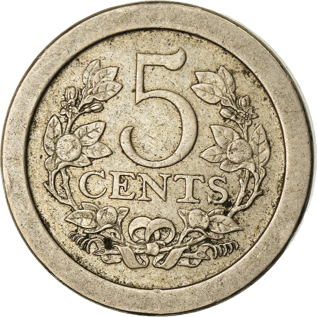 Moeda, Países Baixos, Wilhelmina I, 5 Cents, 1908, EF(40-45), Cobre-níquel