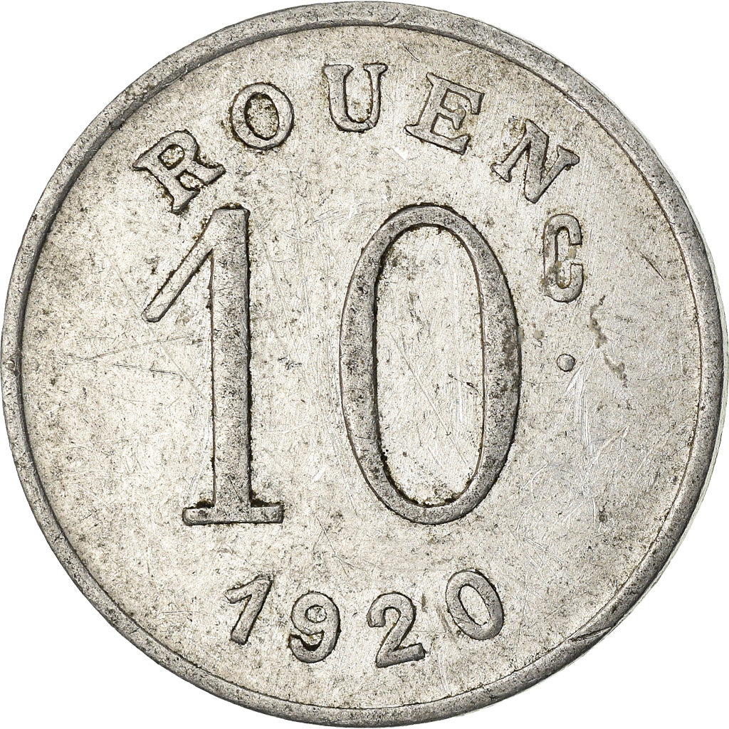 Monnaie, France, Ligue des Commerçants, Rouen, 10 Centimes, 1920, TTB