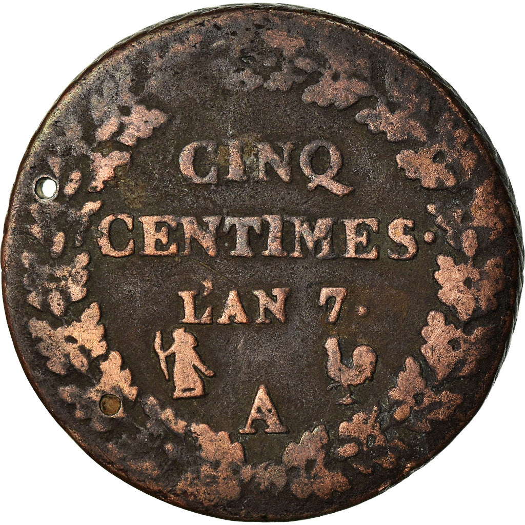 Coin, France, Dupré, 5 Centimes, AN 7, Paris, VF(20-25), Bronze, KM:640.1