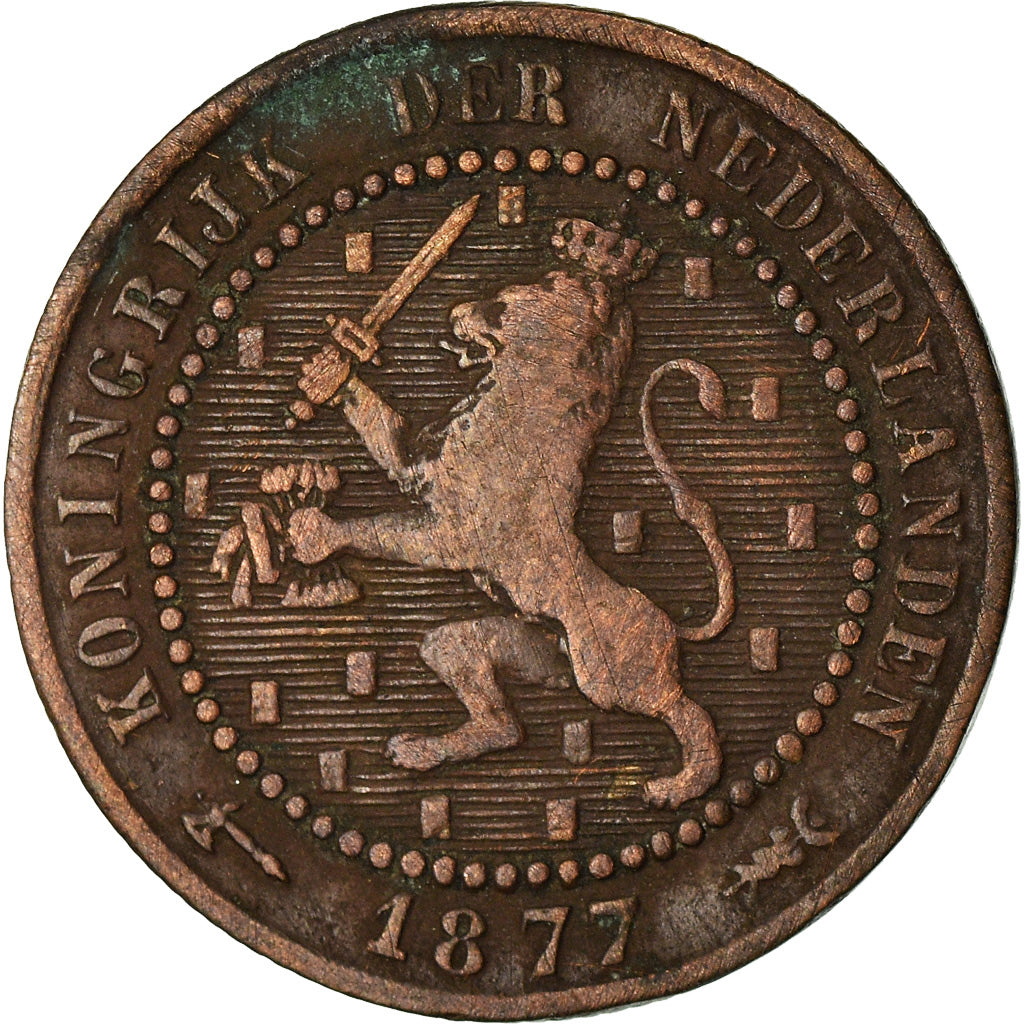 Coin, Netherlands, William III, Cent, 1877, VF(30-35), Bronze, KM:107.1