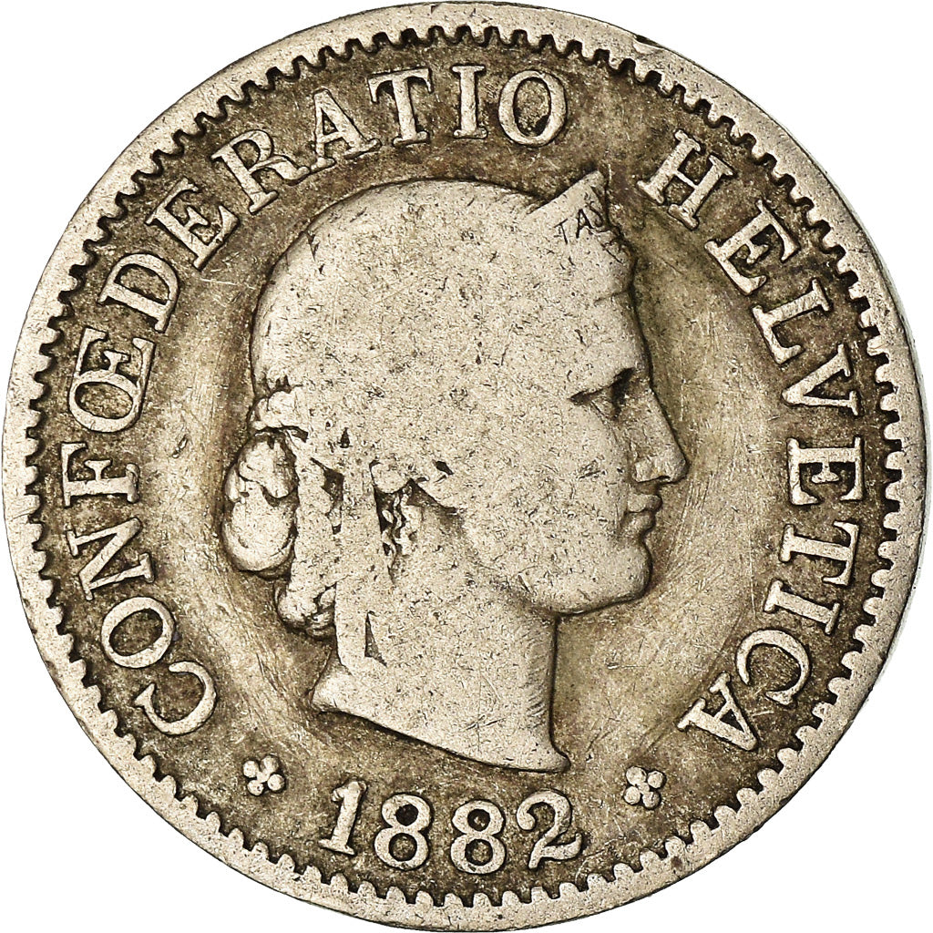 Moneta, Svizzera, 5 Rappen, 1882, Bern, MB, Nichel, KM:26b