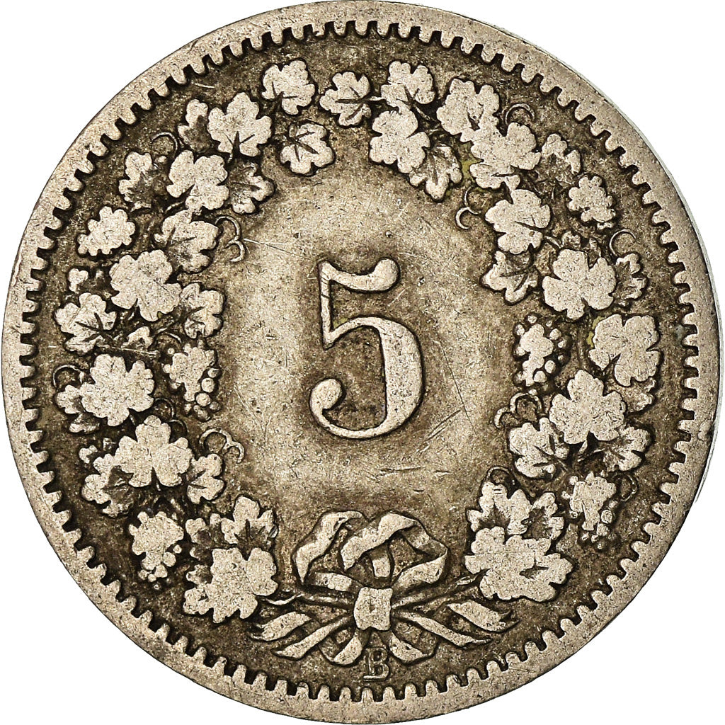 Moneta, Svizzera, 5 Rappen, 1882, Bern, MB, Nichel, KM:26b