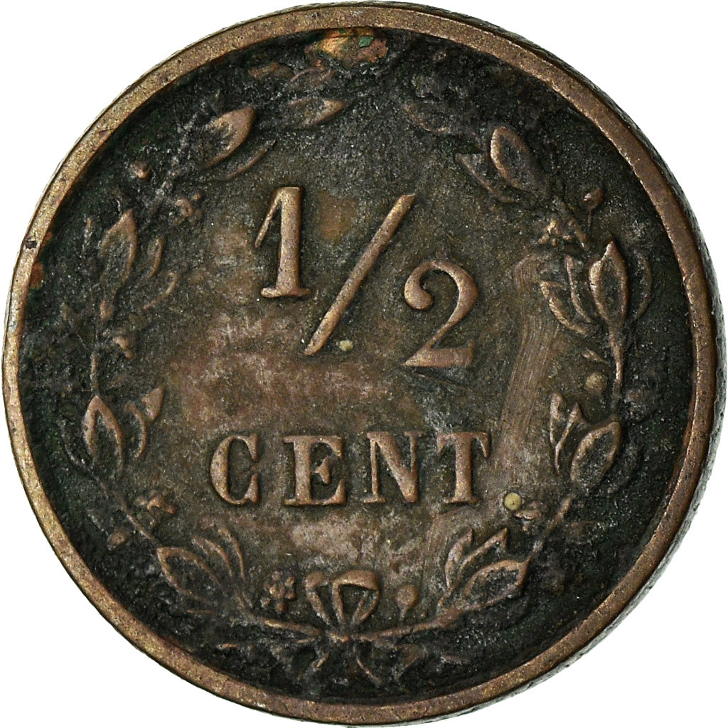 Coin, Netherlands, William III, 1/2 Cent, 1885, VF(30-35), Bronze, KM:109.1