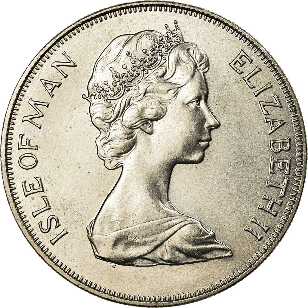 Moneda, Isla de Man, Elizabeth II, 25 Pence, 1975, Pobjoy Mint, EBC, Cobre -