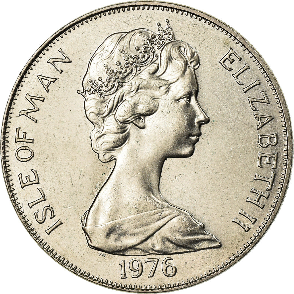 Coin, Isle of Man, Elizabeth II, Crown, 1976, Pobjoy Mint, AU(50-53)
