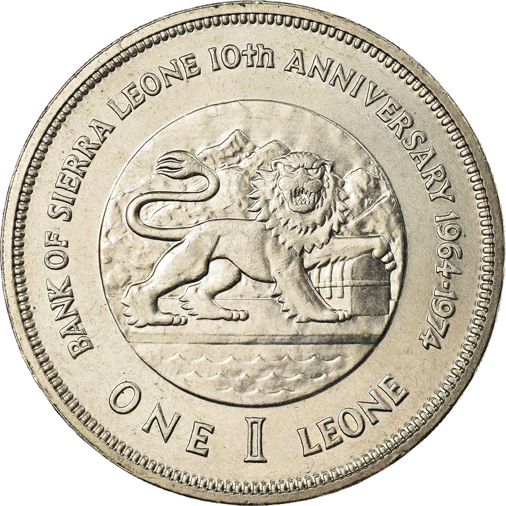 Coin, Sierra Leone, Leone, 1974, British Royal Mint, AU(55-58), Copper-nickel