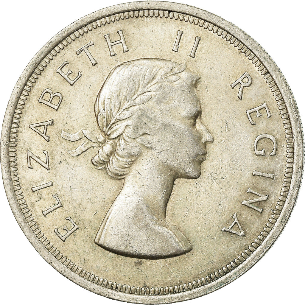 Coin, South Africa, Elizabeth II, 5 Shillings, 1957, EF(40-45), Silver, KM:52