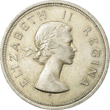 Coin, South Africa, Elizabeth II, 5 Shillings, 1957, EF(40-45), Silver, KM:52