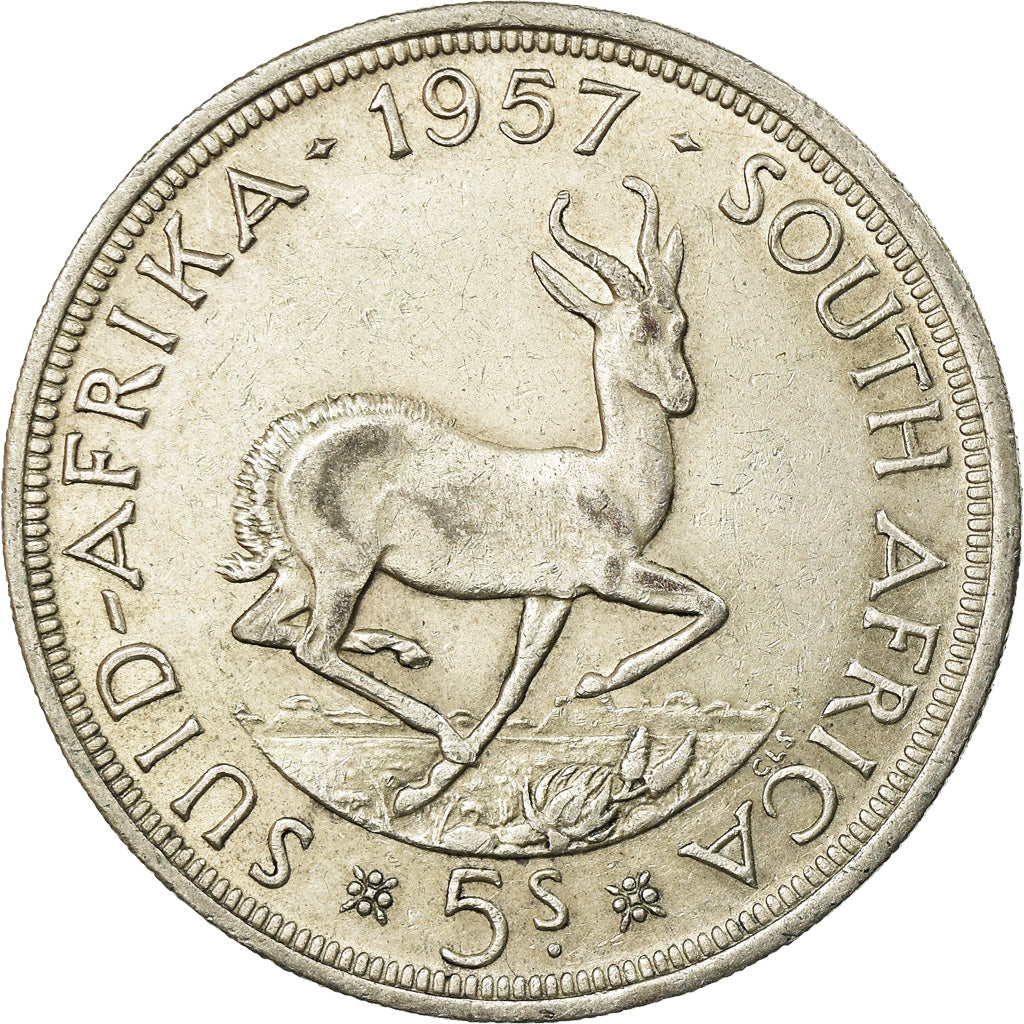 Coin, South Africa, Elizabeth II, 5 Shillings, 1957, EF(40-45), Silver, KM:52