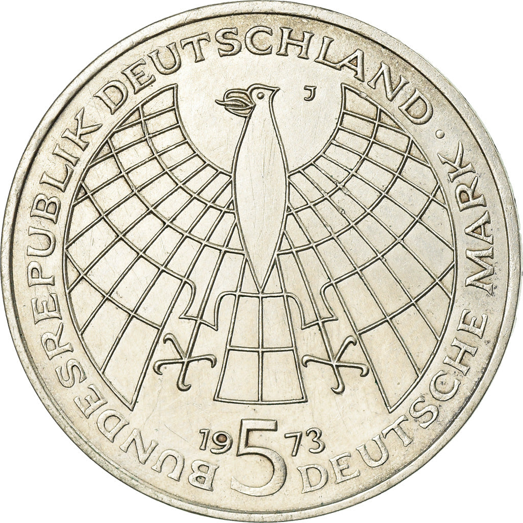 Coin, GERMANY - FEDERAL REPUBLIC, 5 Mark, 1973, Hamburg, Germany, AU(50-53)