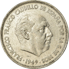 Moneda, España, Caudillo and regent, 5 Pesetas, 1949, MBC, Níquel, KM:778