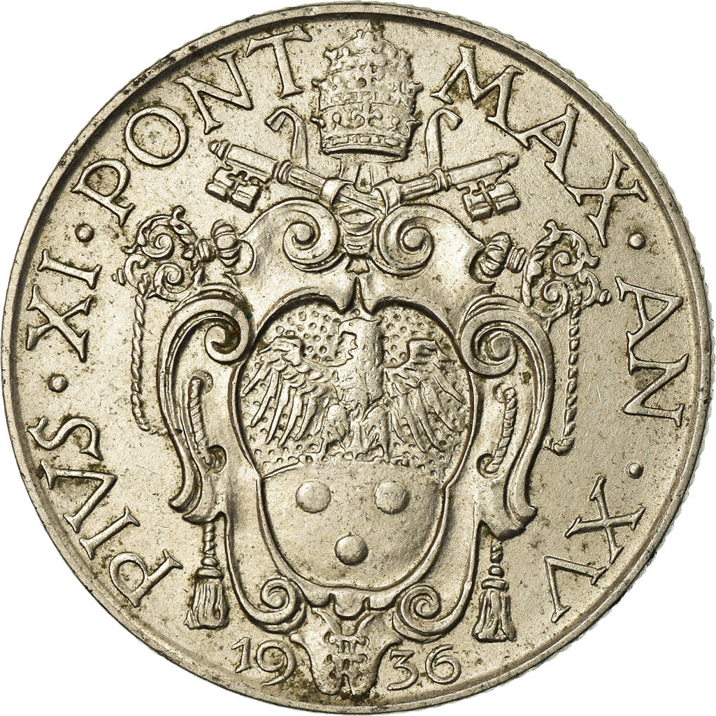 Coin, VATICAN CITY, Pius XI, Lira, 1936, EF(40-45), Nickel, KM:5
