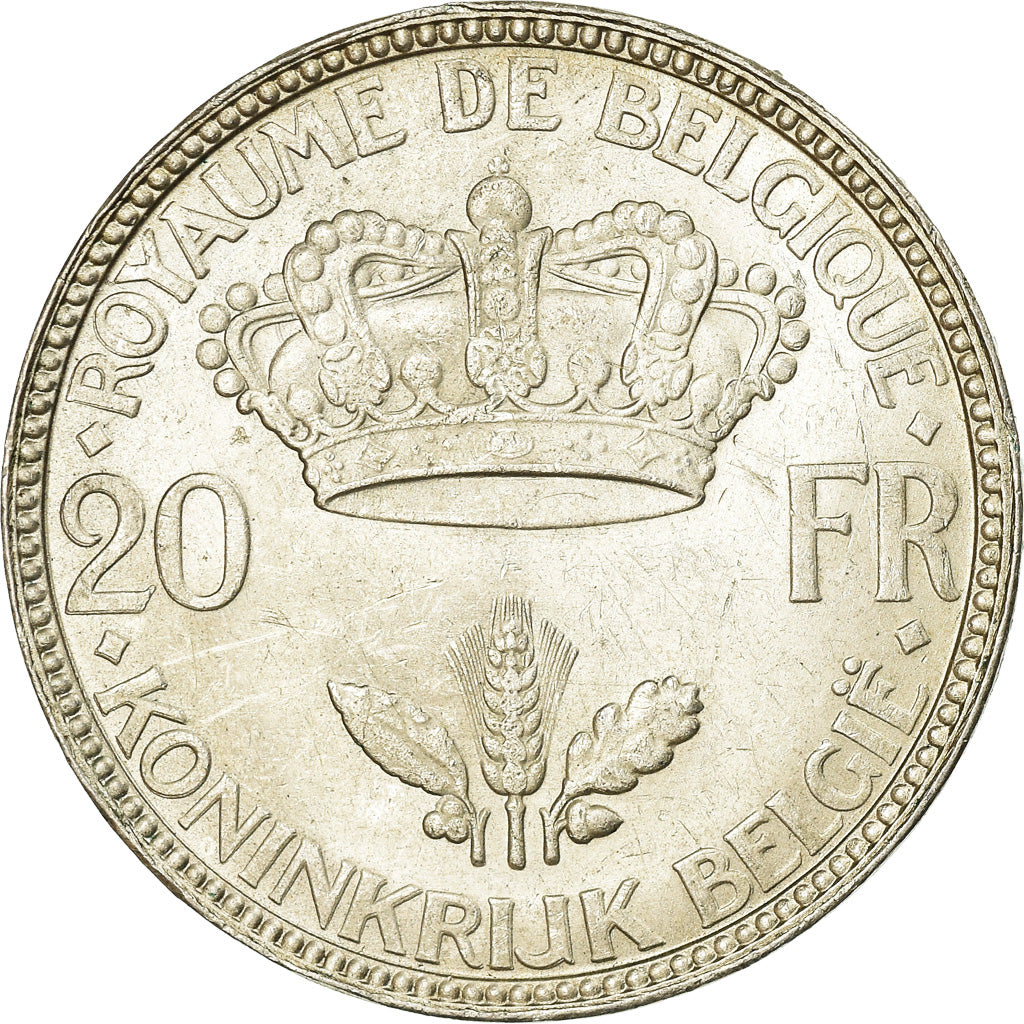 Coin, Belgium, 20 Francs, 20 Frank, 1935, AU(50-53), Silver, KM:105