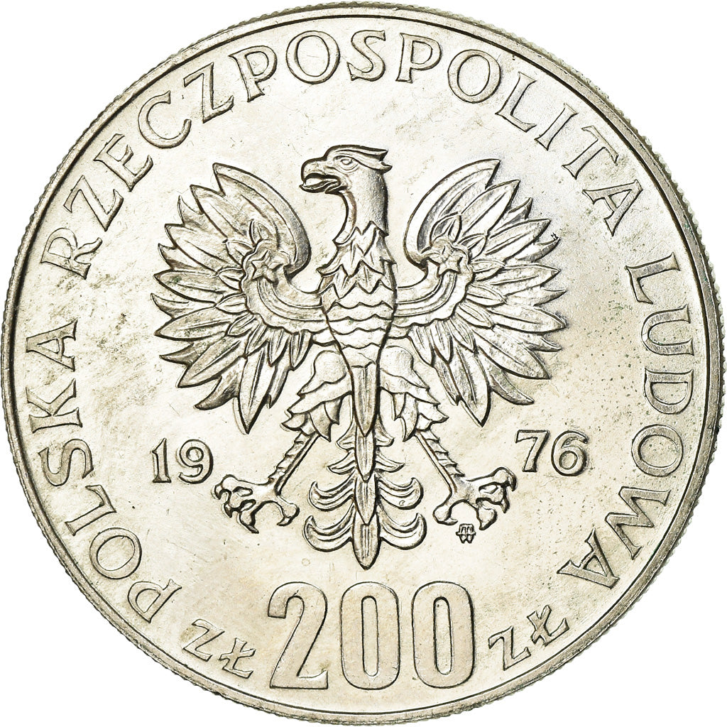 Coin, Poland, 200 Zlotych, 1976, Warsaw, AU(50-53), Silver, KM:86
