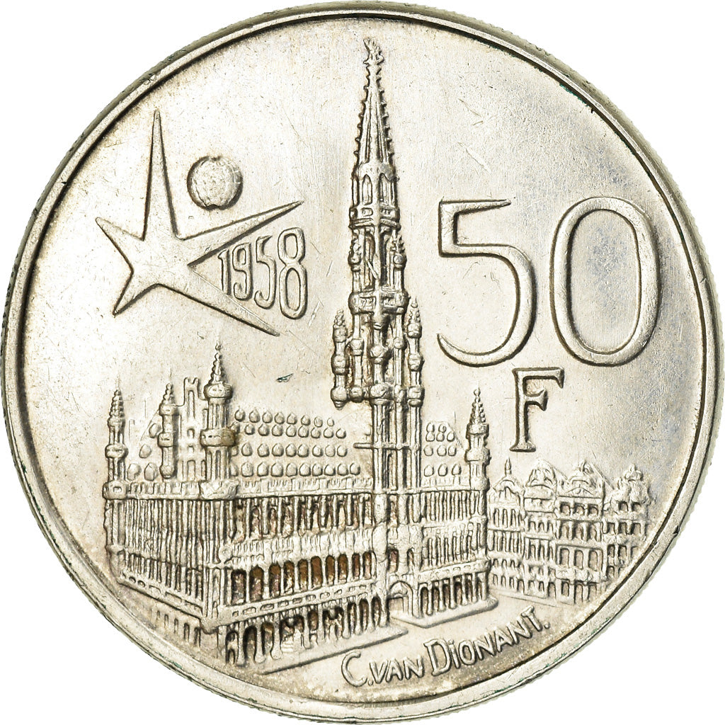 Coin, Belgium, 50 Francs, 50 Frank, 1958, AU(50-53), Silver, KM:150.1