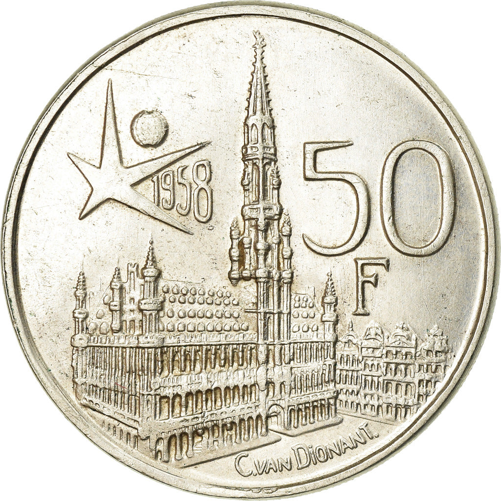 Coin, Belgium, 50 Francs, 50 Frank, 1958, AU(50-53), Silver, KM:151.1