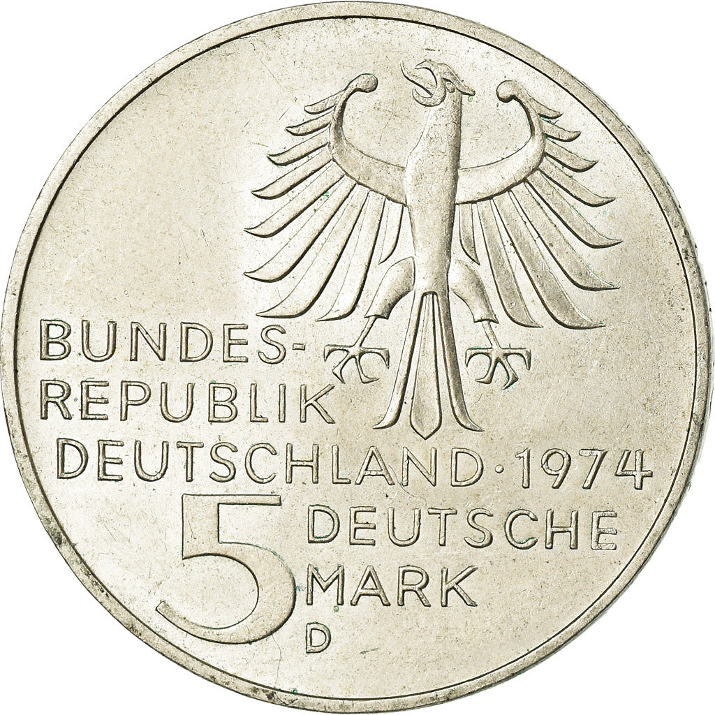 Coin, GERMANY - FEDERAL REPUBLIC, 5 Mark, 1974, Munich, Germany, EF(40-45)