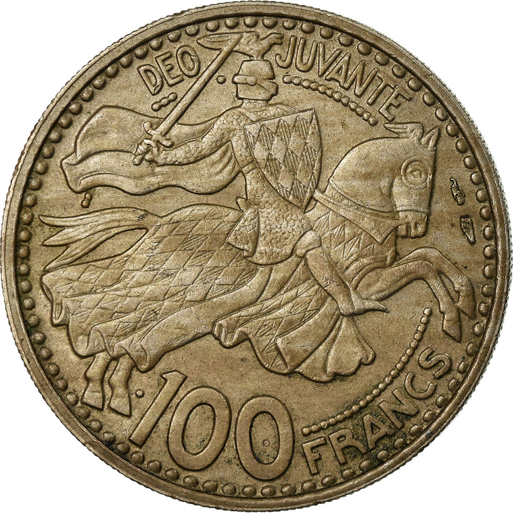 Coin, Monaco, Rainier III, 100 Francs, Cent, 1950, AU(50-53), Copper-nickel