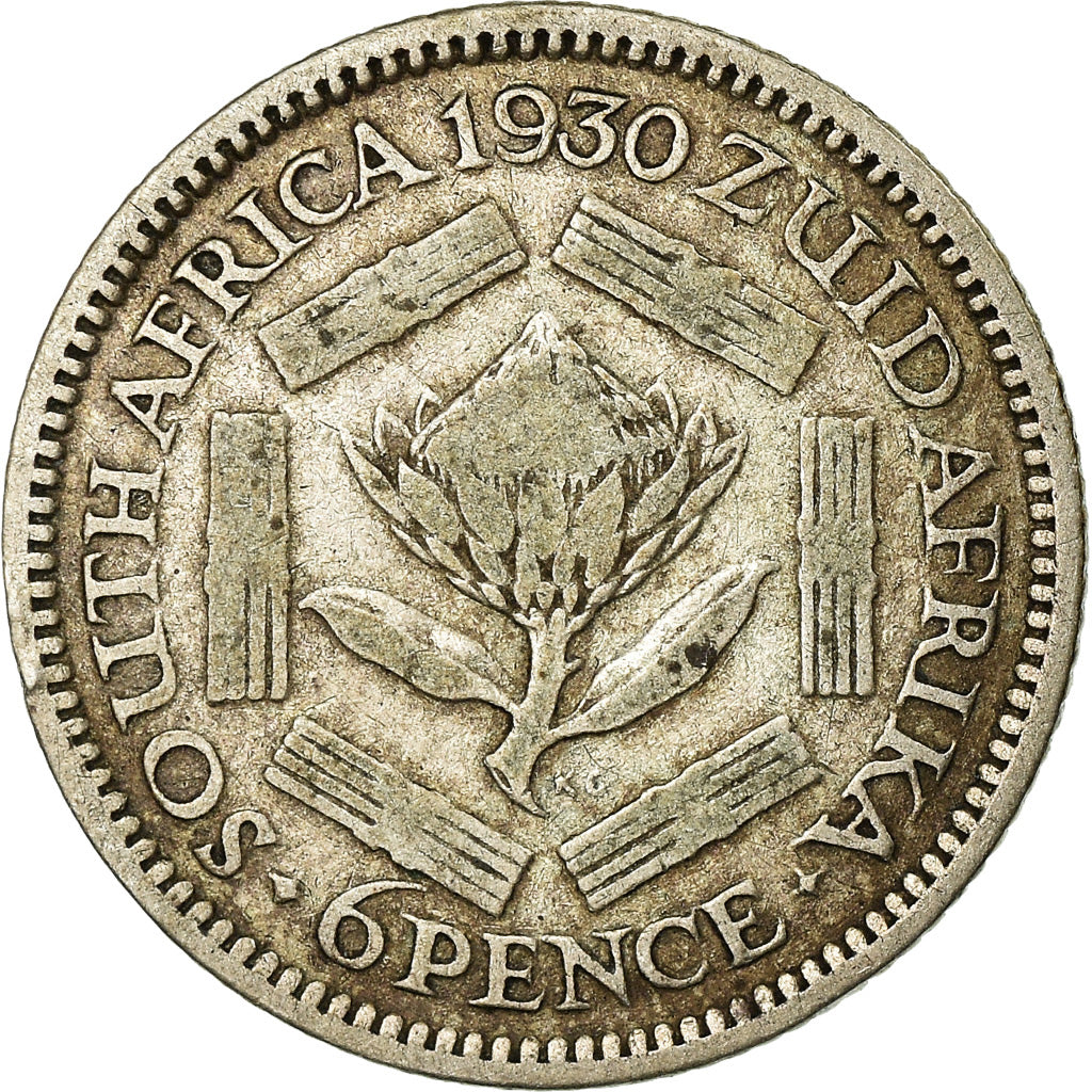 Moneta, Sudafrica, George V, 6 Pence, 1930, MB, Argento, KM:16.1