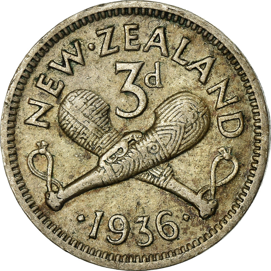 Coin, New Zealand, George V, 3 Pence, 1936, EF(40-45), Silver, KM:1