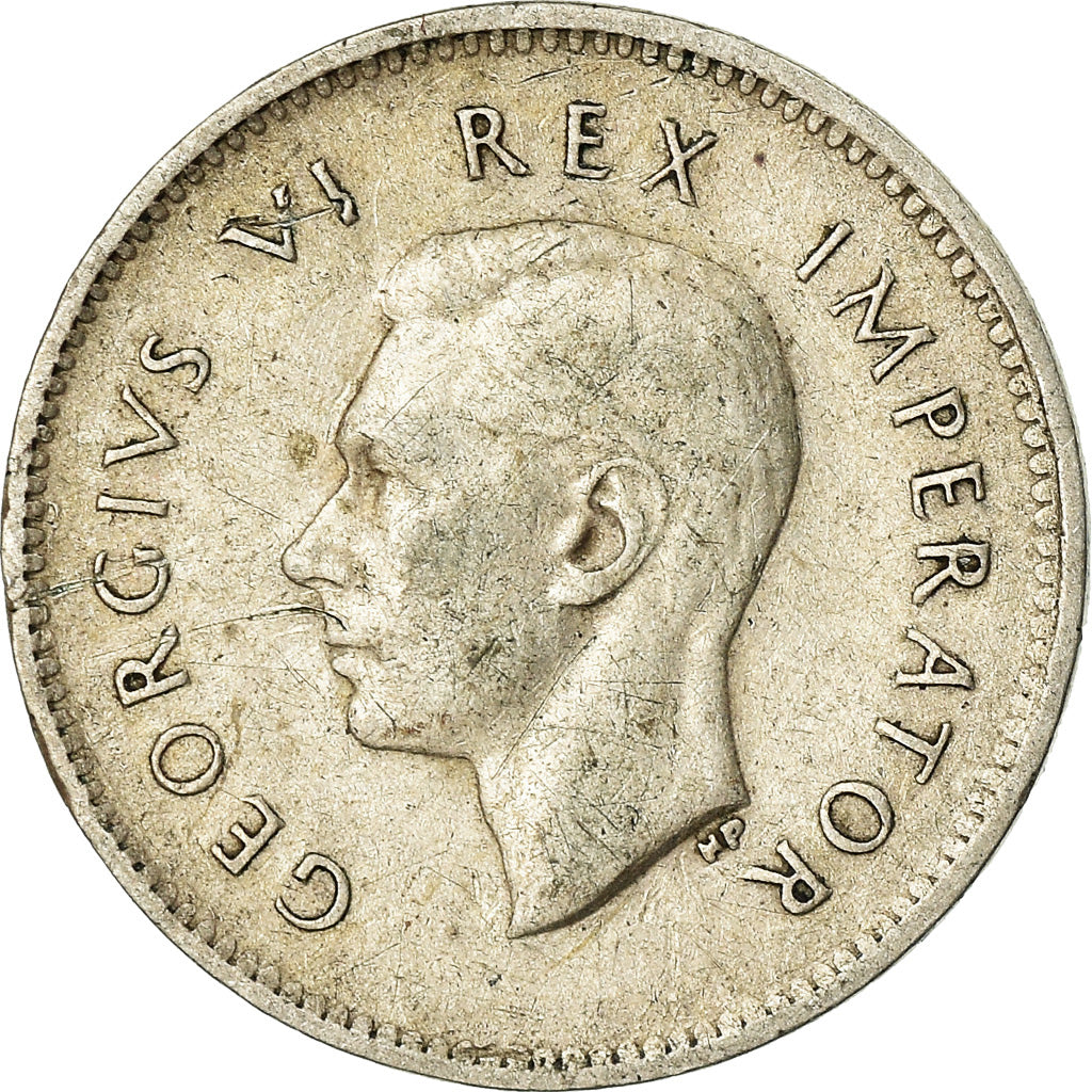 Moneta, Sudafrica, George VI, 3 Pence, 1943, BB, Argento, KM:26