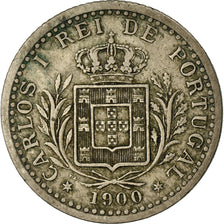 Moeda, Portugal, Carlos I, 100 Reis, 1900, EF(40-45), Cobre-níquel, KM:546