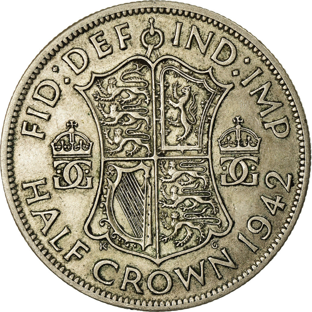 Coin, Great Britain, George VI, 1/2 Crown, 1942, EF(40-45), Silver, KM:856