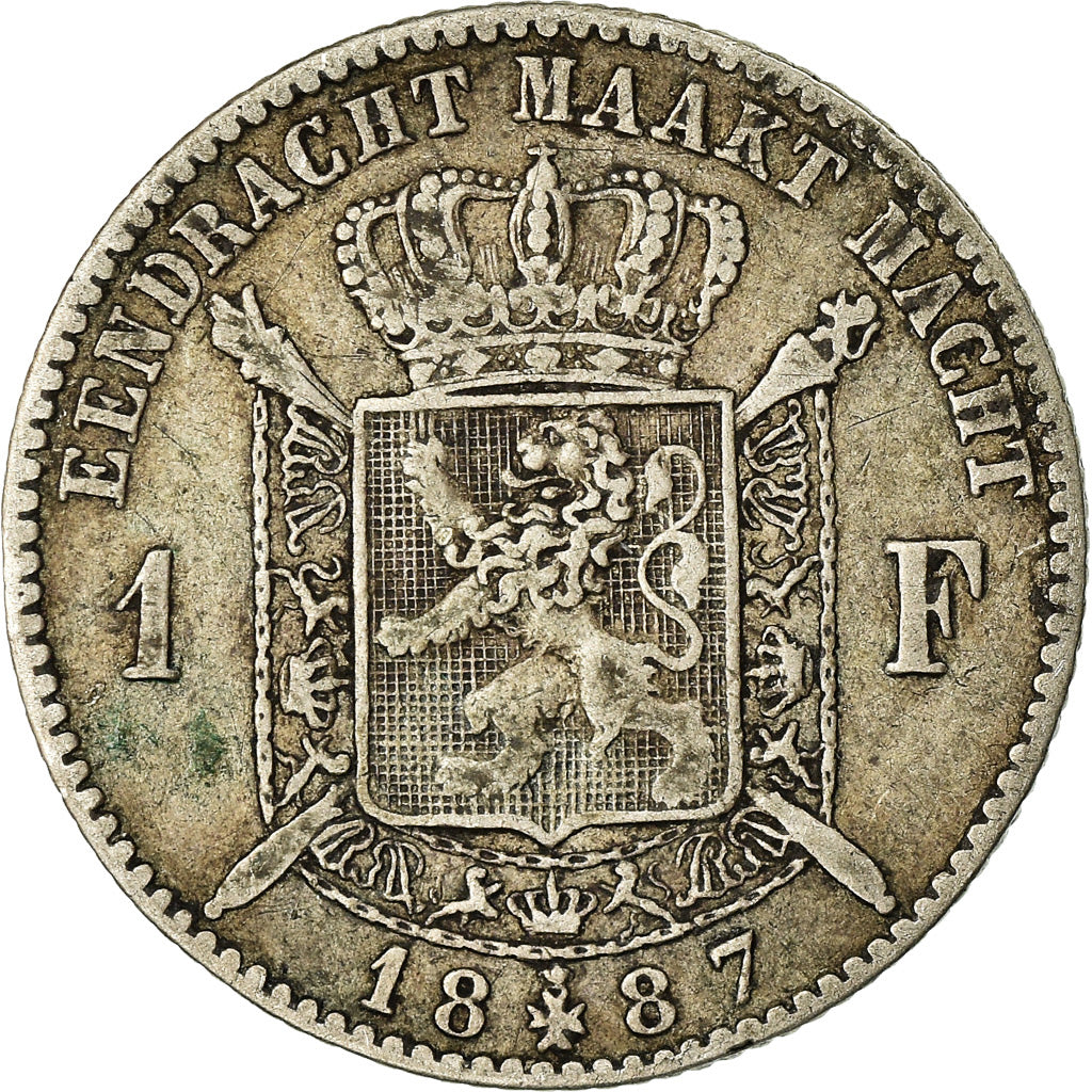 Coin, Belgium, Leopold II, Franc, 1887, VF(30-35), Silver, KM:29.1