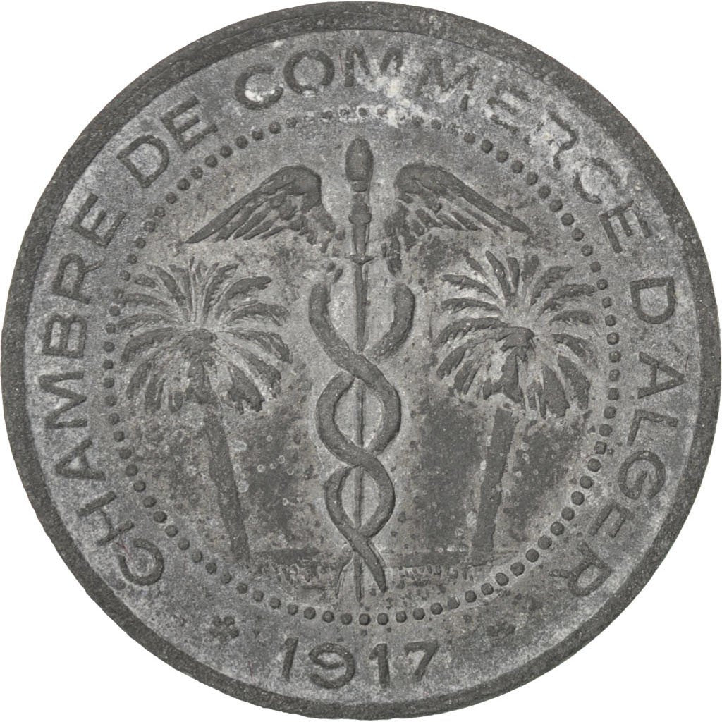 Algeria, 5 Centimes, 1917, EF(40-45), Zinc, Elie #10.5, 3.15