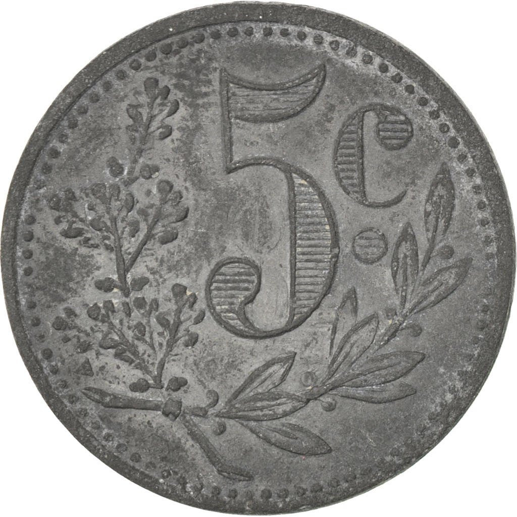 Algeria, 5 Centimes, 1917, EF(40-45), Zinc, Elie #10.5, 3.15