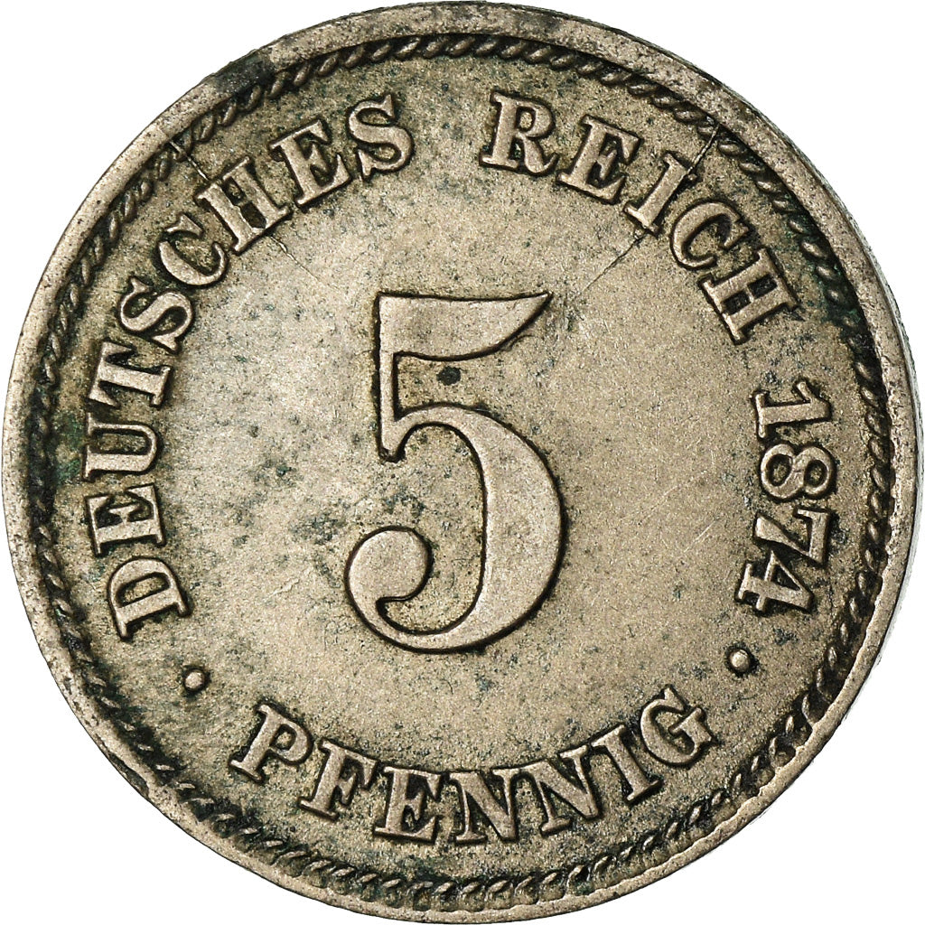 Moneta, GERMANIA - IMPERO, Wilhelm I, 5 Pfennig, 1874, Frankfurt, BB