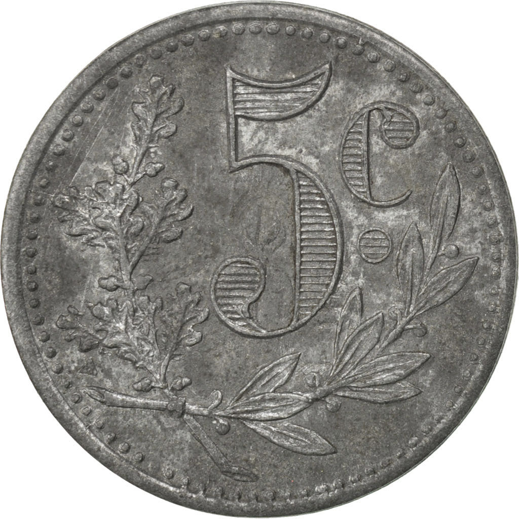 Algeria, 5 Centimes, 1917, EF(40-45), Zinc, Elie #10.5, 3.18