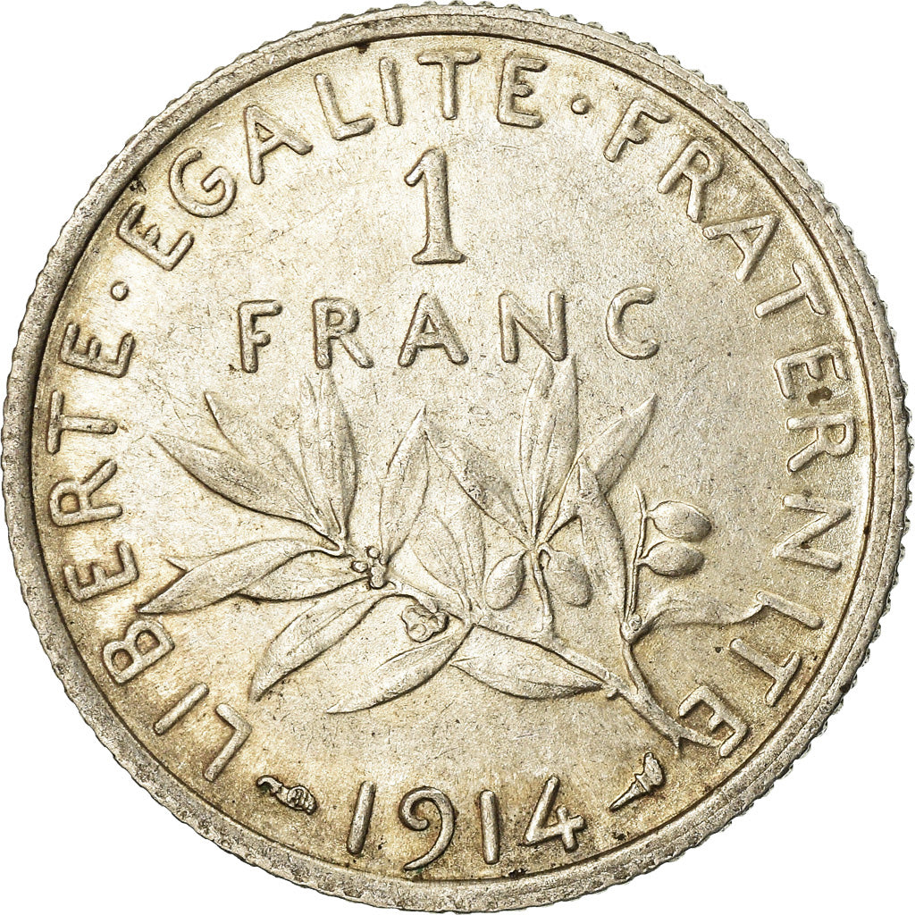 Coin, France, Semeuse, Franc, 1914, Paris, AU(50-53), Silver, KM:844.1
