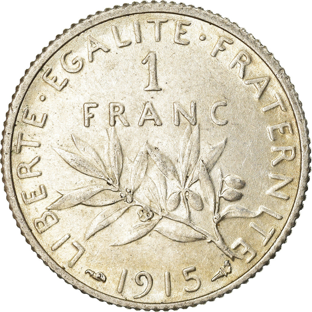 Coin, France, Semeuse, Franc, 1915, Paris, AU(55-58), Silver, KM:844.1