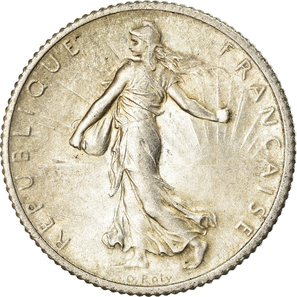 Coin, France, Semeuse, Franc, 1917, Paris, AU(55-58), Silver, KM:844.1