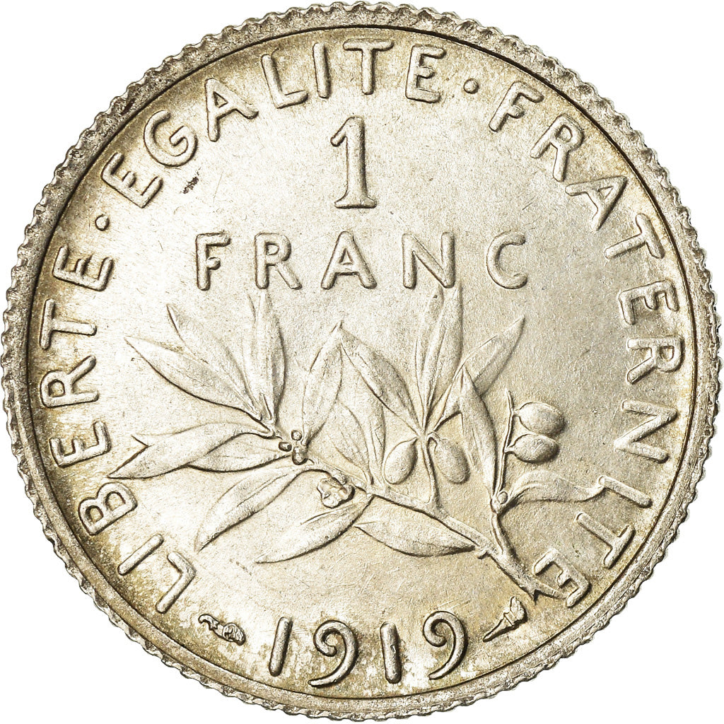 Coin, France, Semeuse, Franc, 1919, Paris, AU(55-58), Silver, KM:844.1