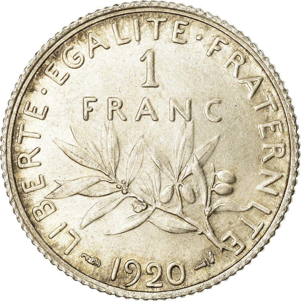 Coin, France, Semeuse, Franc, 1920, Paris, MS(63), Silver, KM:844.1, Gadoury:467