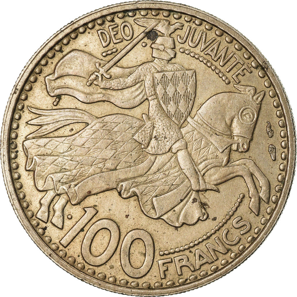 Coin, Monaco, Rainier III, 100 Francs, Cent, 1950, AU(50-53), Copper-nickel
