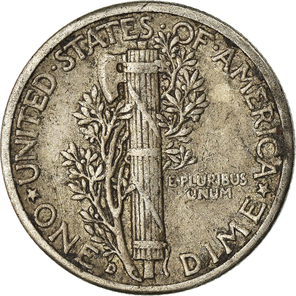 Moneda, Estados Unidos, Mercury Dime, Dime, 1942, U.S. Mint, Denver, BC+, Plata