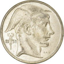 Moneta, Belgia, 50 Francs, 50 Frank, 1951, EF(40-45), Srebro, KM:137