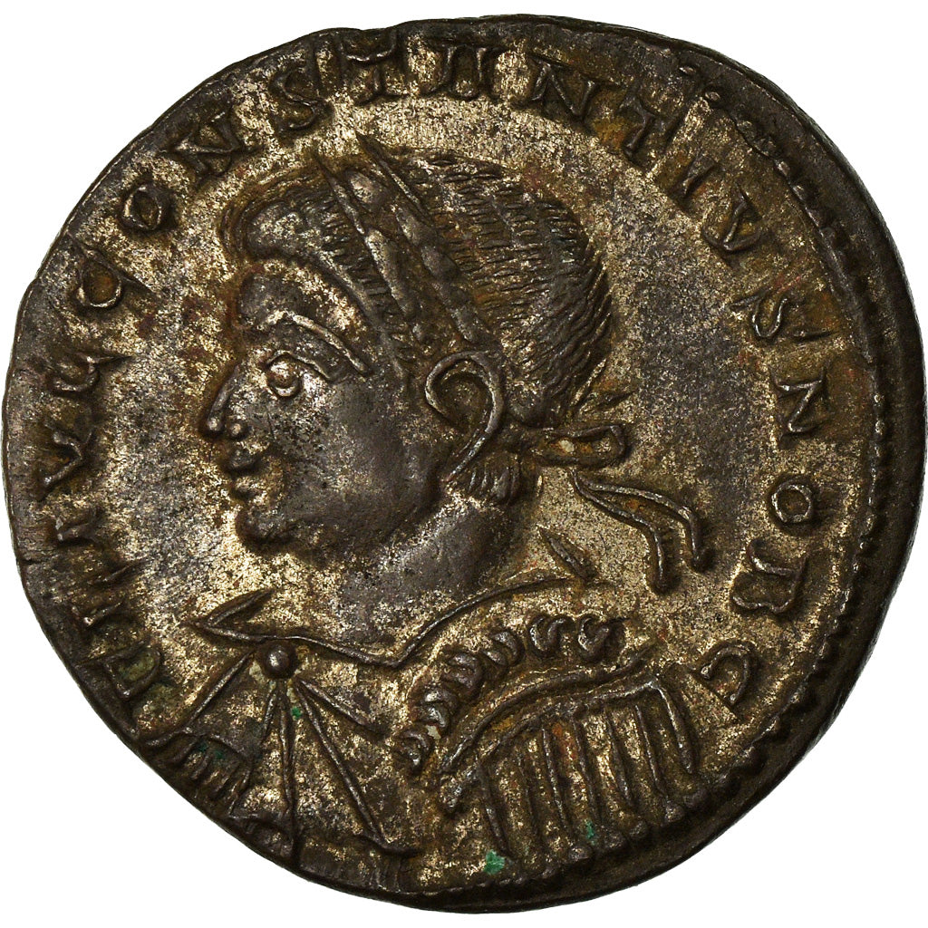 Moneta, Constantius II, Nummus, 327-328, Trier, AU(55-58), Miedź, RIC:514