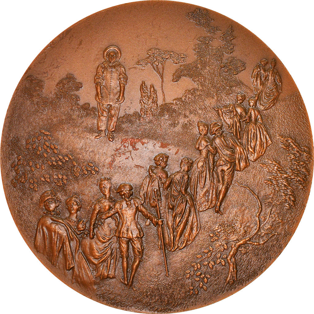 France, Médaille, Antoine Watteau, Scène Galante, Arts & Culture, 1977, SUP