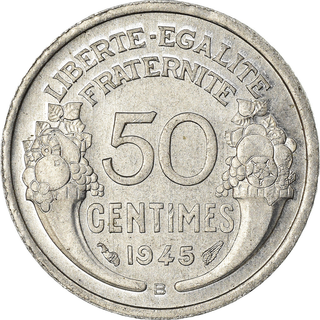 Monnaie, France, Morlon, 50 Centimes, 1945, Beaumont - Le Roger, SUP, Aluminium
