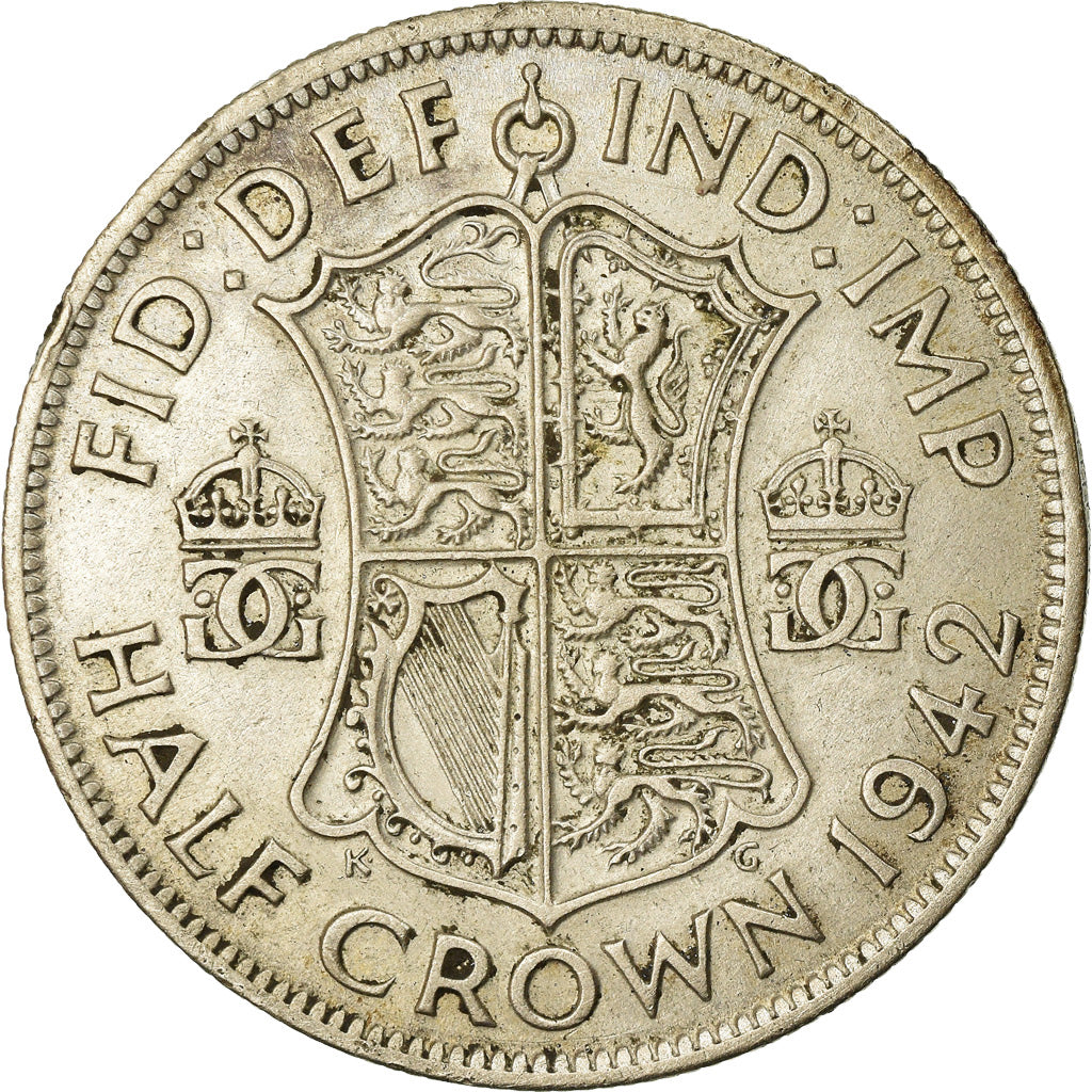 Coin, Great Britain, George VI, 1/2 Crown, 1942, EF(40-45), Silver, KM:856