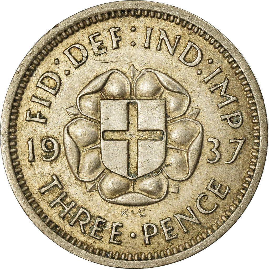 Coin, Great Britain, George VI, 3 Pence, 1937, AU(50-53), Silver, KM:848