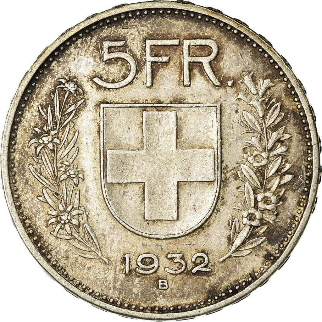 Coin, Switzerland, 5 Francs, 1932, Bern, EF(40-45), Silver, KM:40