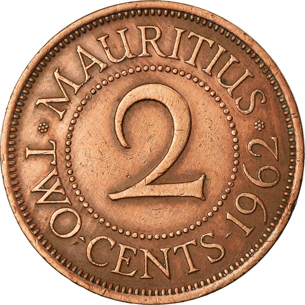 Coin, Mauritius, Elizabeth II, 2 Cents, 1962, EF(40-45), Bronze, KM:32